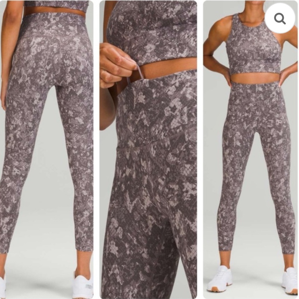 Lululemon High Waist Wunder Train Gray Patterned Leggings L